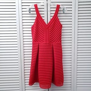 Fire Red V-Neck Eyelet Dress Size 4 EUC